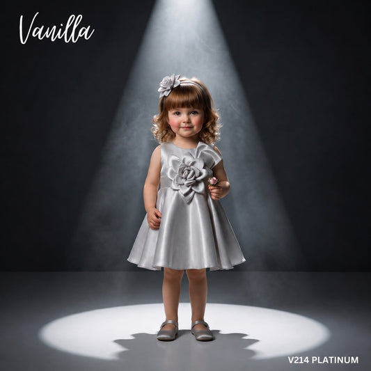 Platinum Floral Princess Party Dress